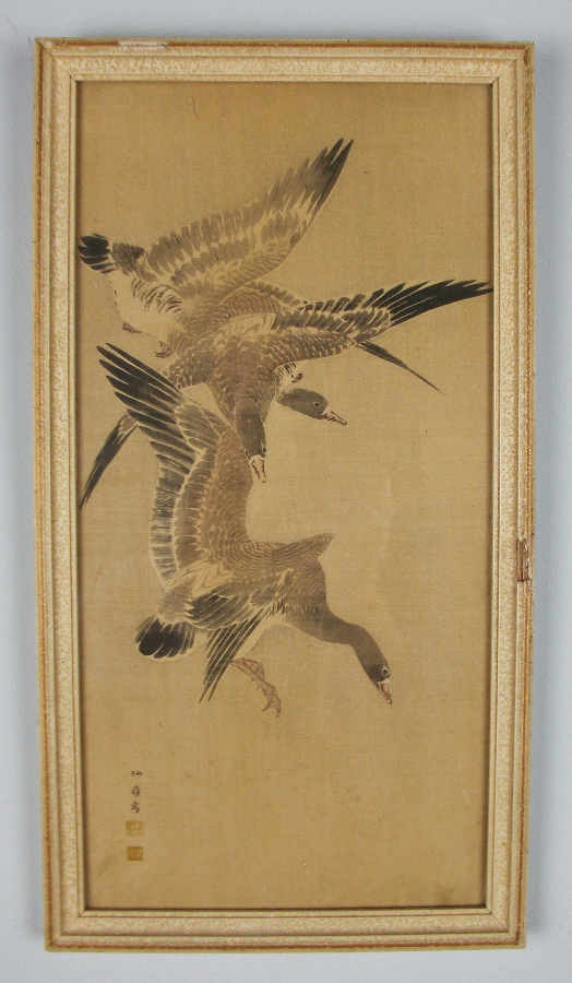 flying geese japanese painting on silk